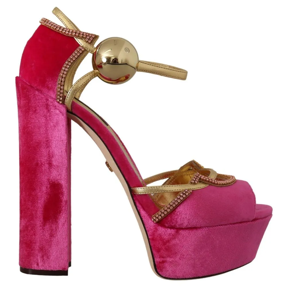 Dolce & Gabbana Women's Velvet Crystal-Embellished Heeled Sandals