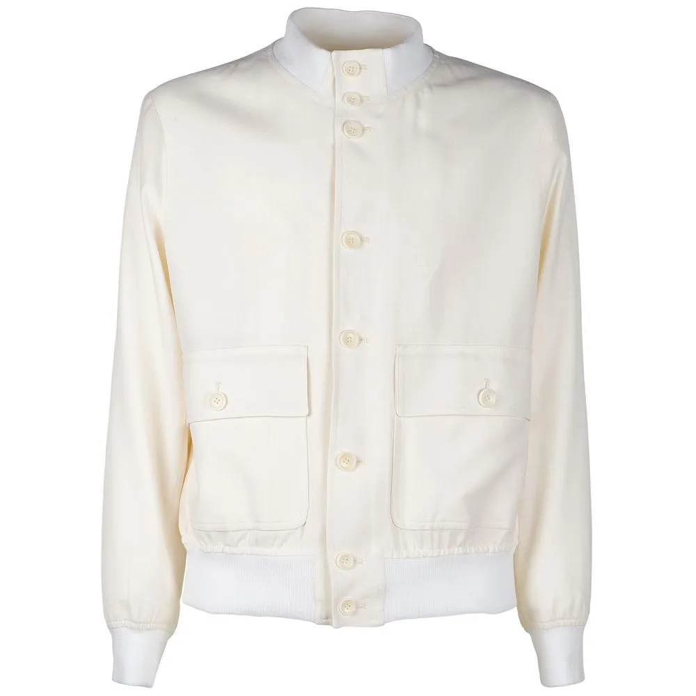 Made in Italy Men's Elegant White Lightweight Wool Jacket