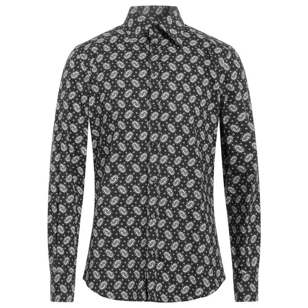Dolce & Gabbana Men's Black Cotton Men's Shirt with Floral Print
