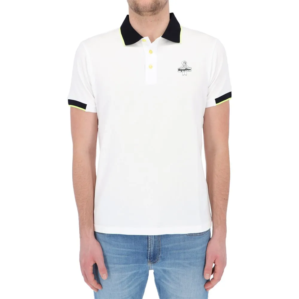Refrigiwear Men's Elegant White Cotton Polo with Contrasting Accents