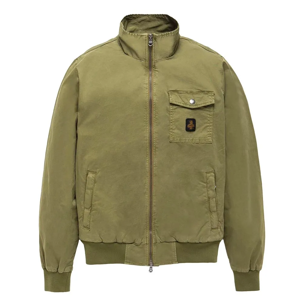Refrigiwear Men's Elegant Green Cotton Bomber Jacket for Men