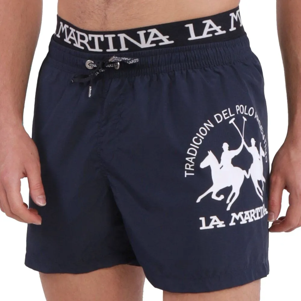 La Martina Men's Sleek Blue Men's Boxer Swim Shorts