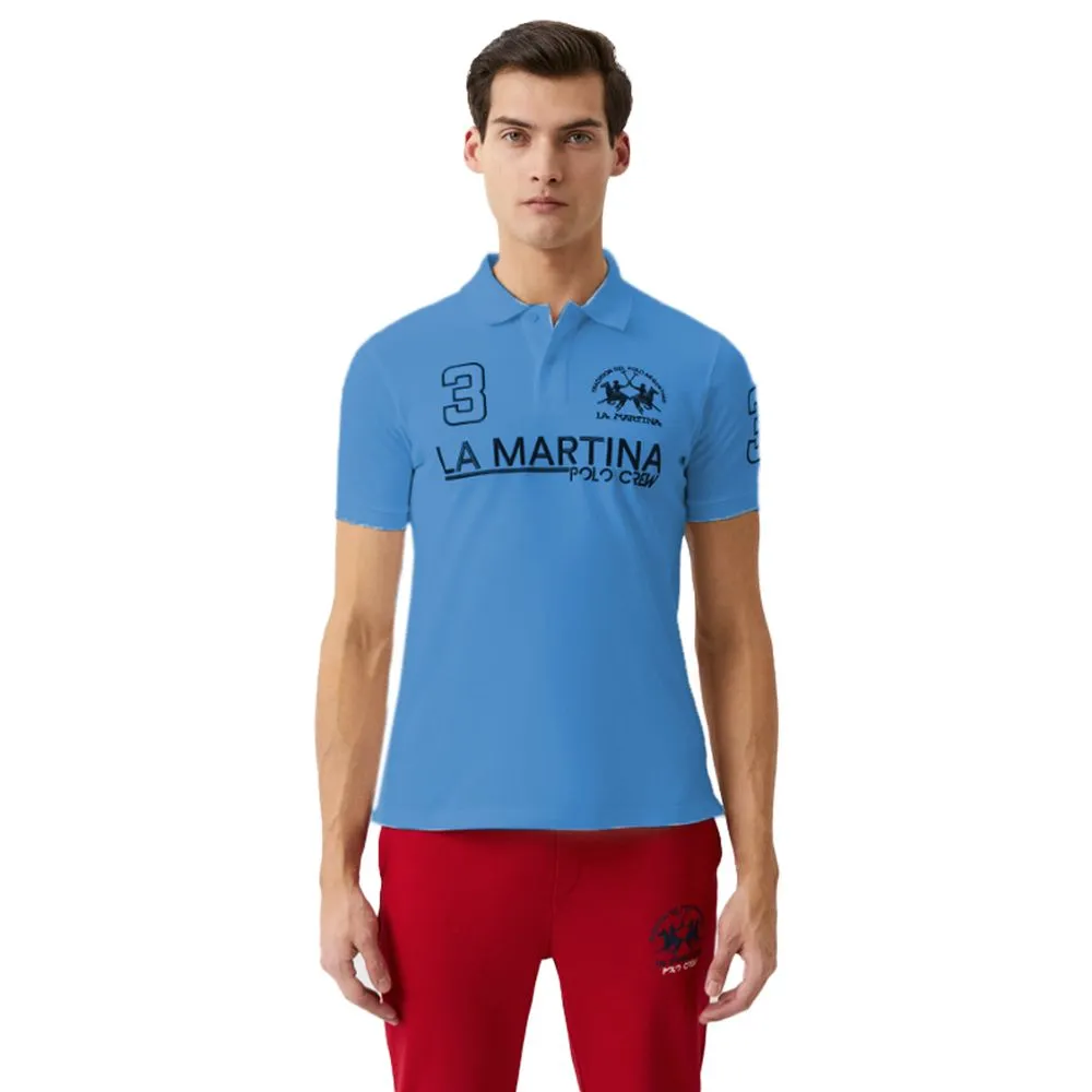 La Martina Men's Embroidered Cotton Polo in Light Blue