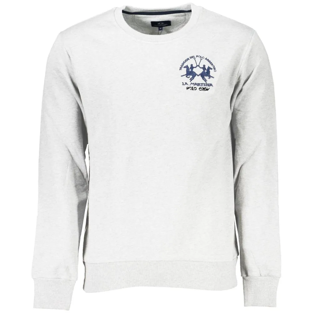 La Martina Men's Elegant Cotton Crewneck Sweatshirt in White