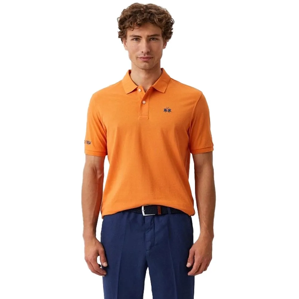 La Martina Men's Chic Orange Cotton Polo for the Iconic Gentleman