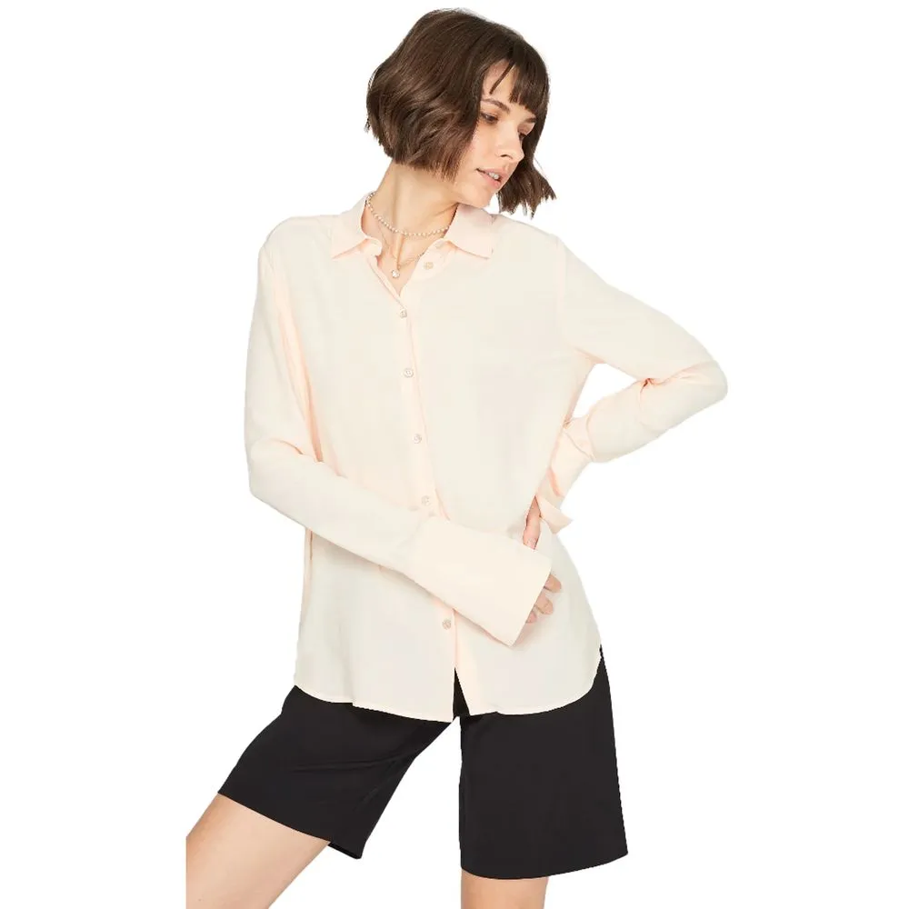 Patrizia Pepe Women's Elegant Pink Viscose Blouse with Metal Fly Detail