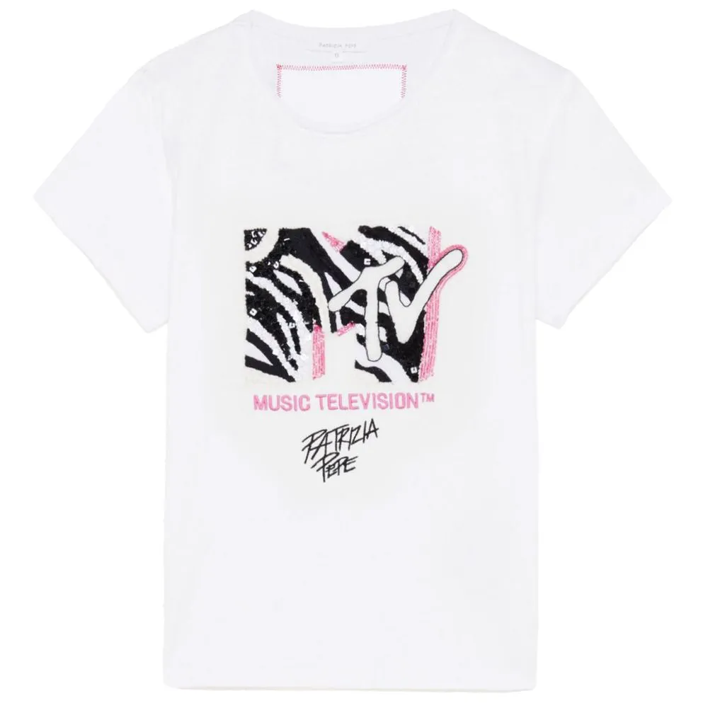 Patrizia Pepe Women's Sequin-Embellished MTV Logo Cotton Tee