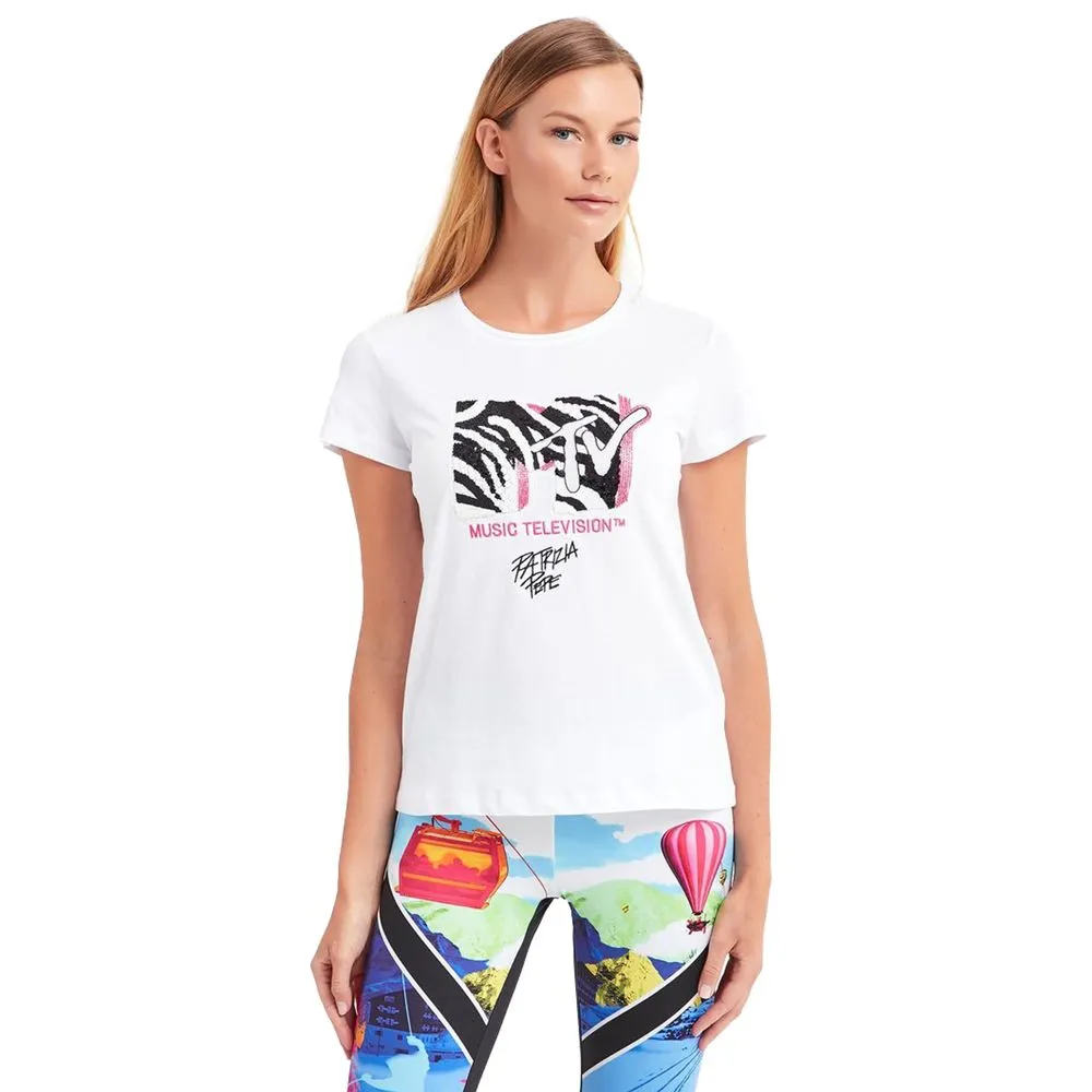 Patrizia Pepe Women's Sequin-Embellished MTV Logo Cotton Tee