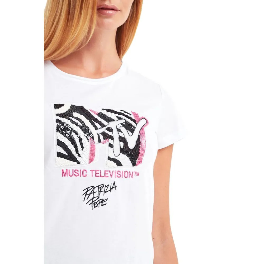 Patrizia Pepe Women's Sequin-Embellished MTV Logo Cotton Tee