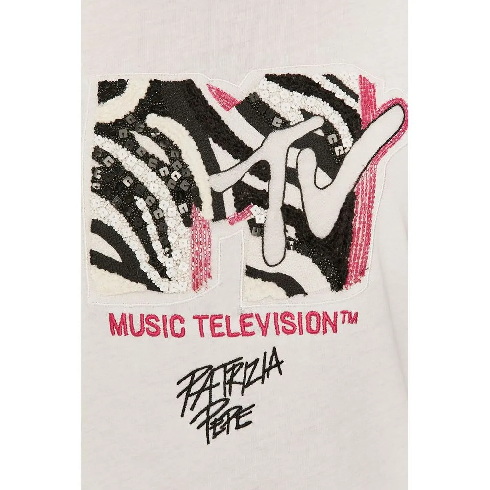 Patrizia Pepe Women's Sequin-Embellished MTV Logo Cotton Tee