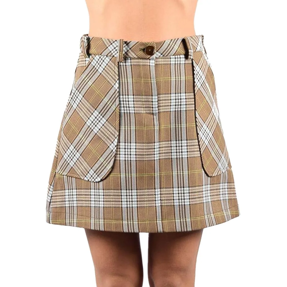 Patrizia Pepe Women's Chic Tartan Cotton Blend Mini Skirt
