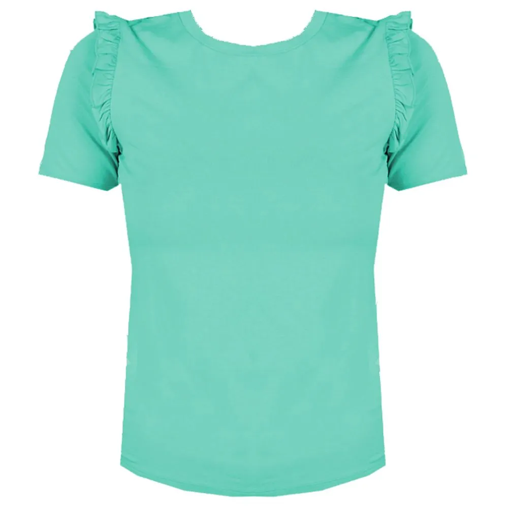 Patrizia Pepe Women's Ruffled Shoulder Crew-neck Chic Top