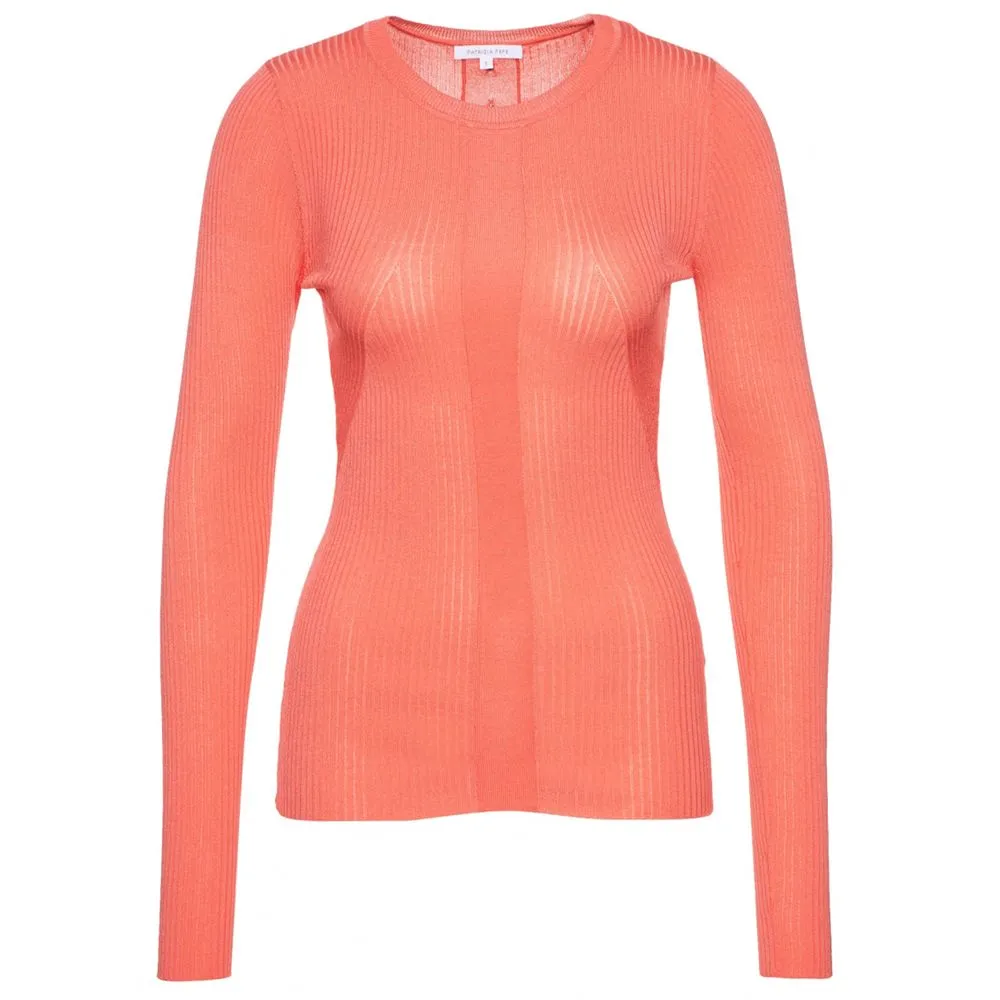 Patrizia Pepe Women's Chic Pink Round Neck Sweater with Metallic Detail