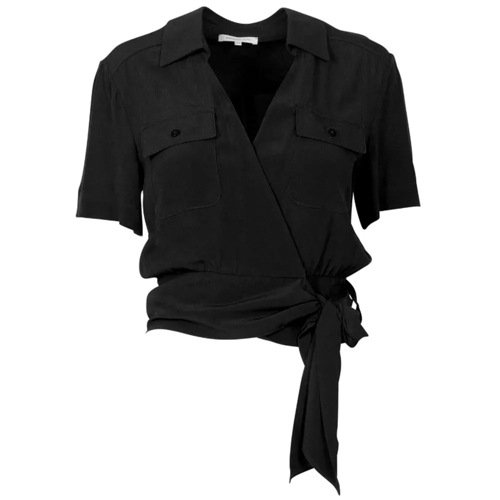 Patrizia Pepe Women's Elegant V-Neck Tie-Waist Blouse