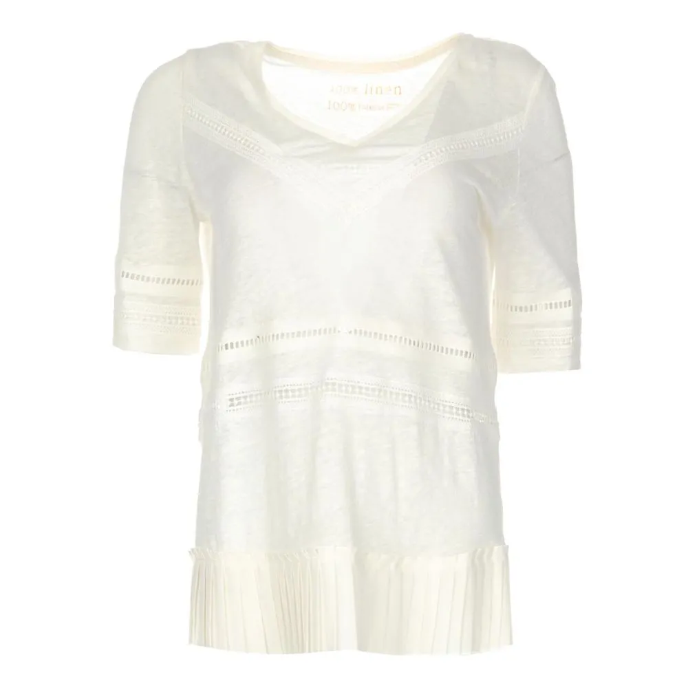 Patrizia Pepe Women's Chic Linen Crochet Detail T-Shirt