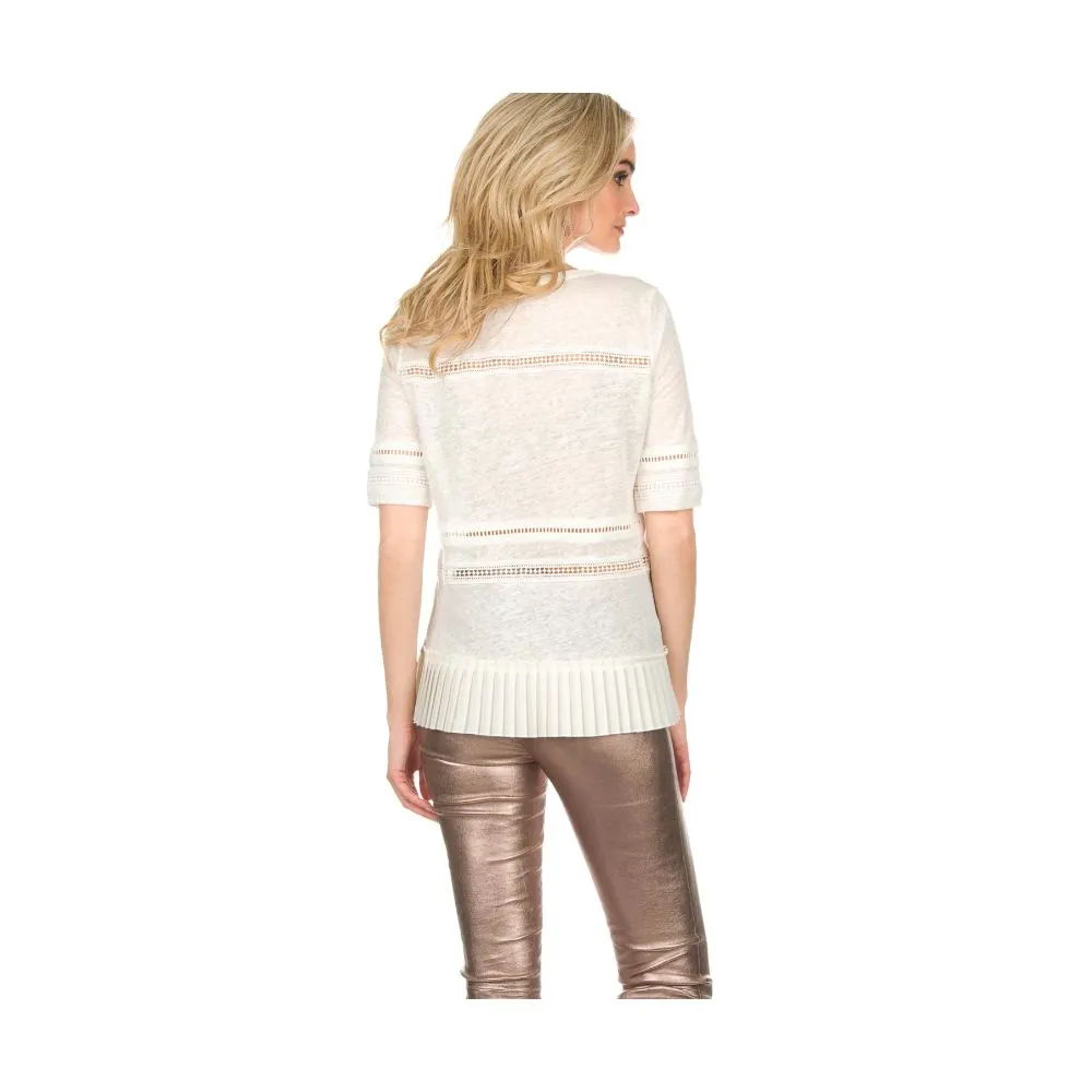 Patrizia Pepe Women's Chic Linen Crochet Detail T-Shirt