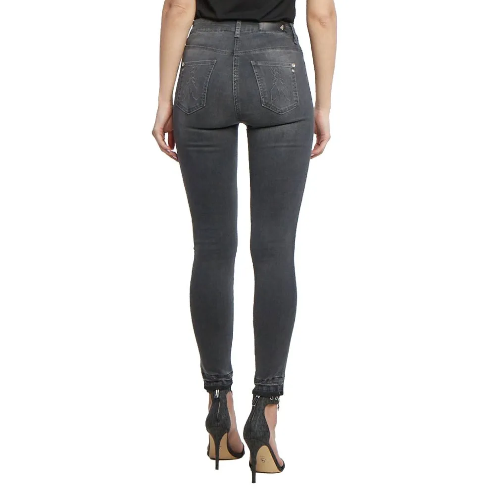 Patrizia Pepe Women's Sleek Grey Skinny Jeans with Embroidery Detail