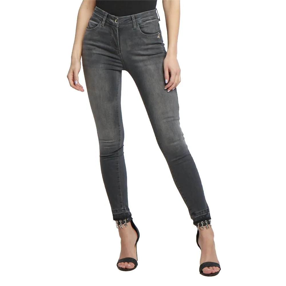 Patrizia Pepe Women's Sleek Grey Skinny Jeans with Embroidery Detail