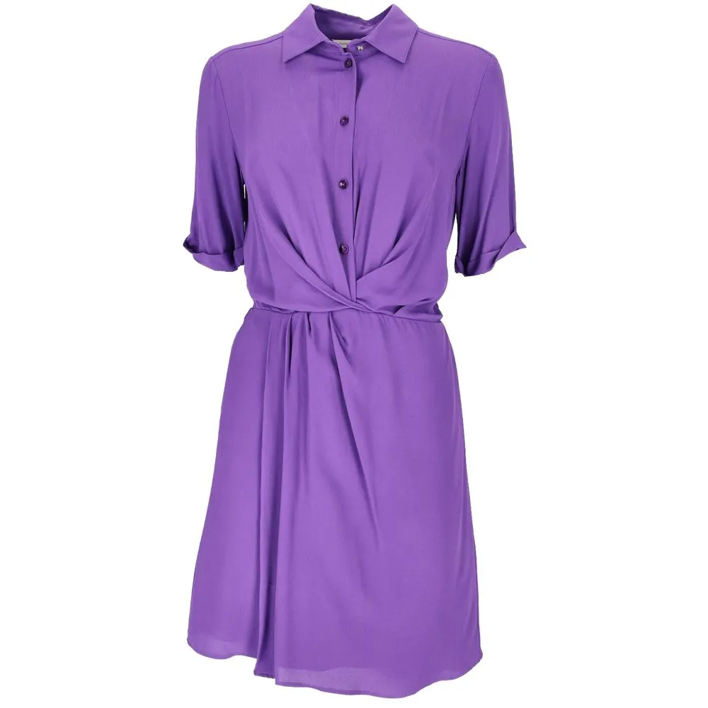 Patrizia Pepe Women's Chic Purple Flared Short Sleeve Shirtdress