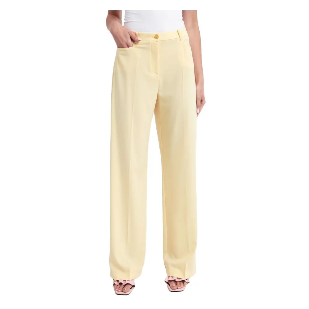 Patrizia Pepe Women's Elegant Smooth Fabric Trousers in Yellow