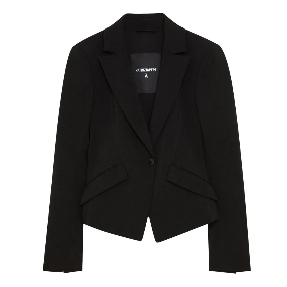 Patrizia Pepe Women's Chic Black Two-Button Designer Jacket