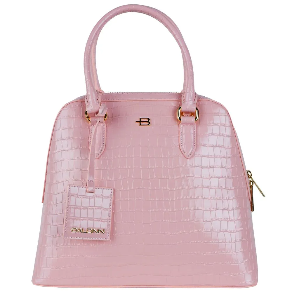Baldinini Trend Women's Elegant Pink Python-Print Calfskin Handbag