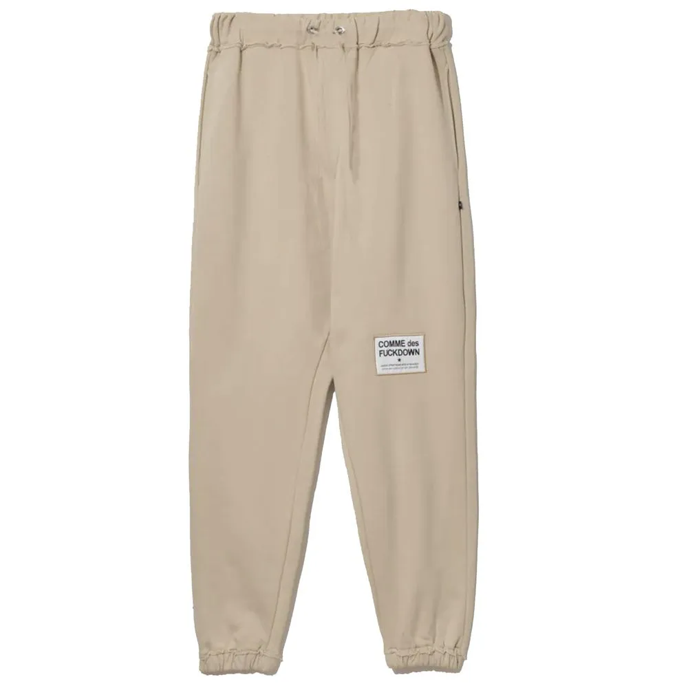 Comme Des Fuckdown Men's Chic Beige Cotton Sweatpants with Frayed Details