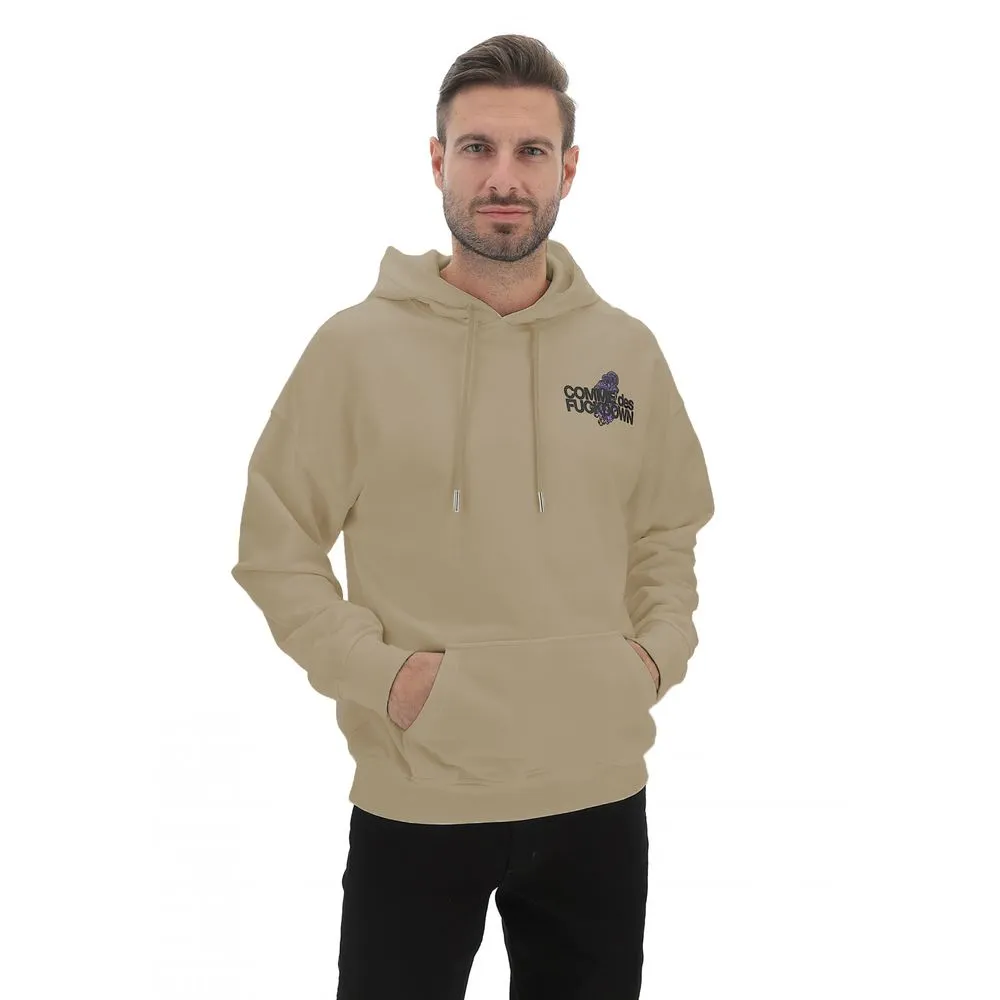 Comme Des Fuckdown Men's Beige Cotton Logo Hoodie with Back Print