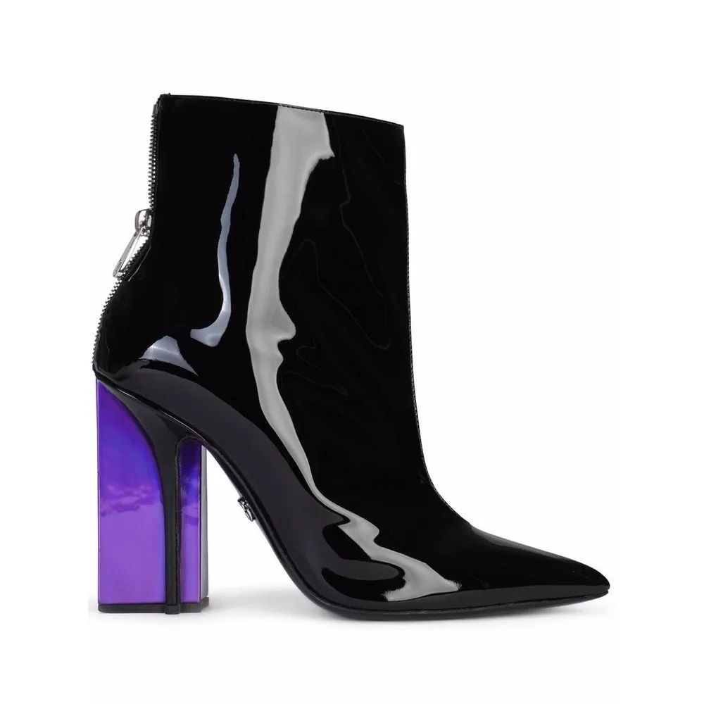 Dolce & Gabbana Women's Chic Patent Calfskin Ankle Boots with Heel