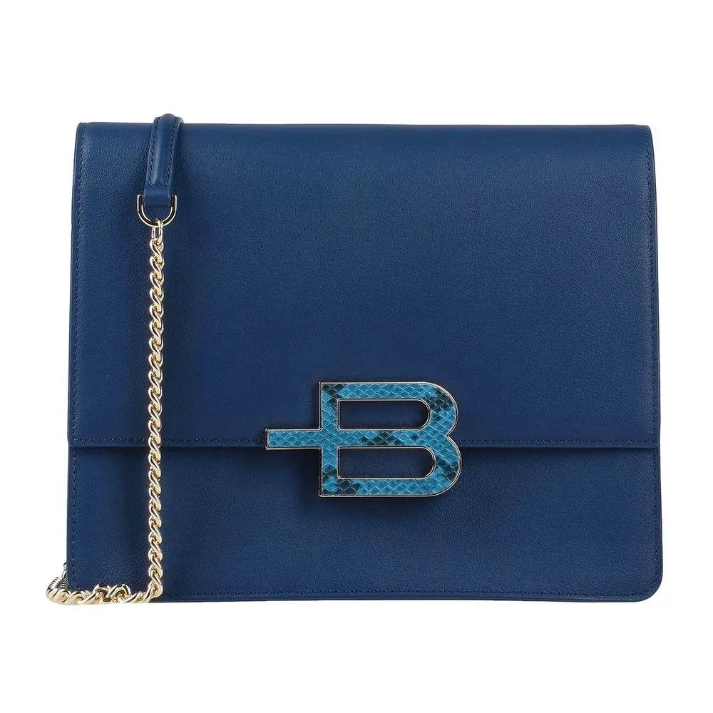 Baldinini Trend Women's Chic Blue Calfskin Leather Shoulder Bag