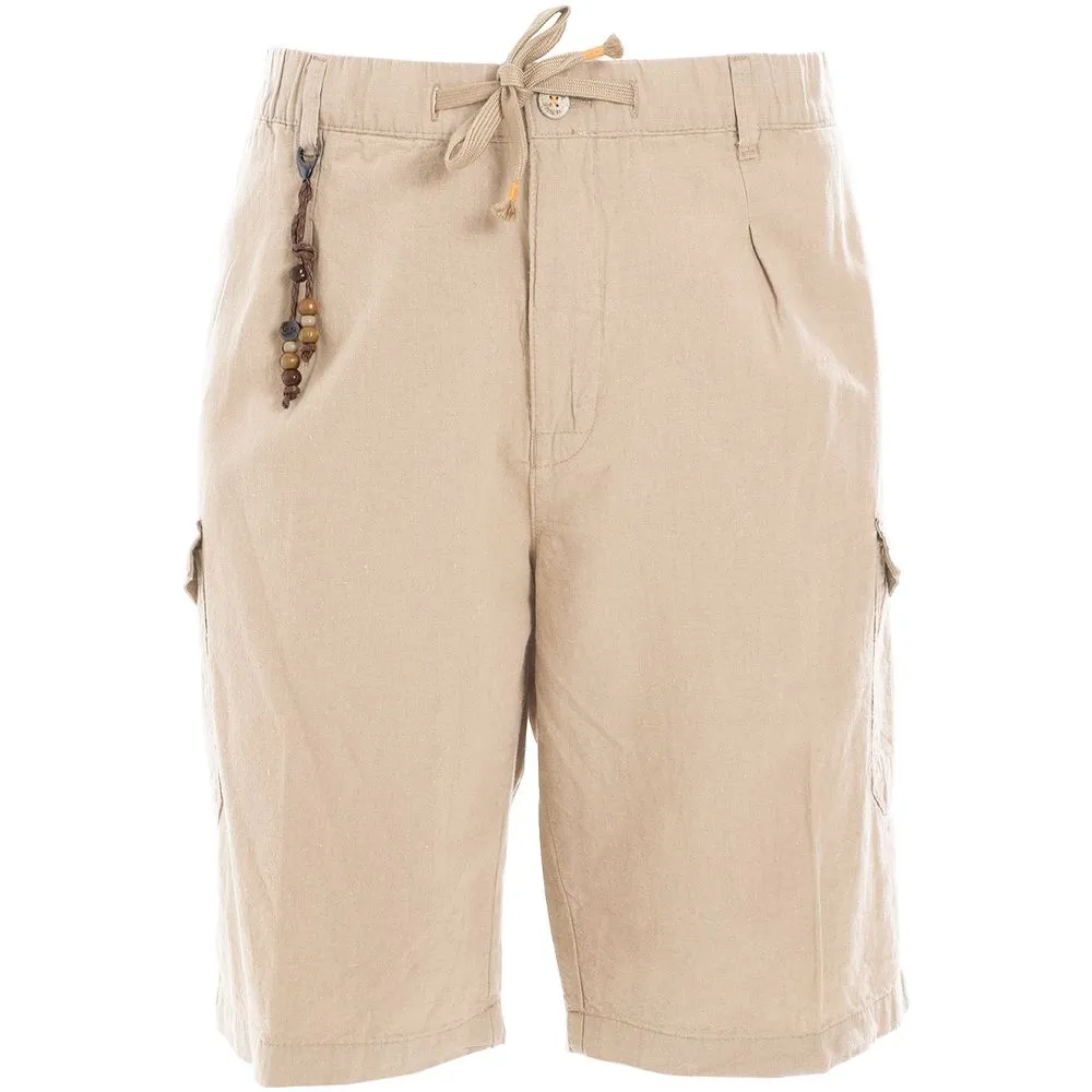 Yes Zee Men's Beige Casual Linen-Cotton Blend Shorts