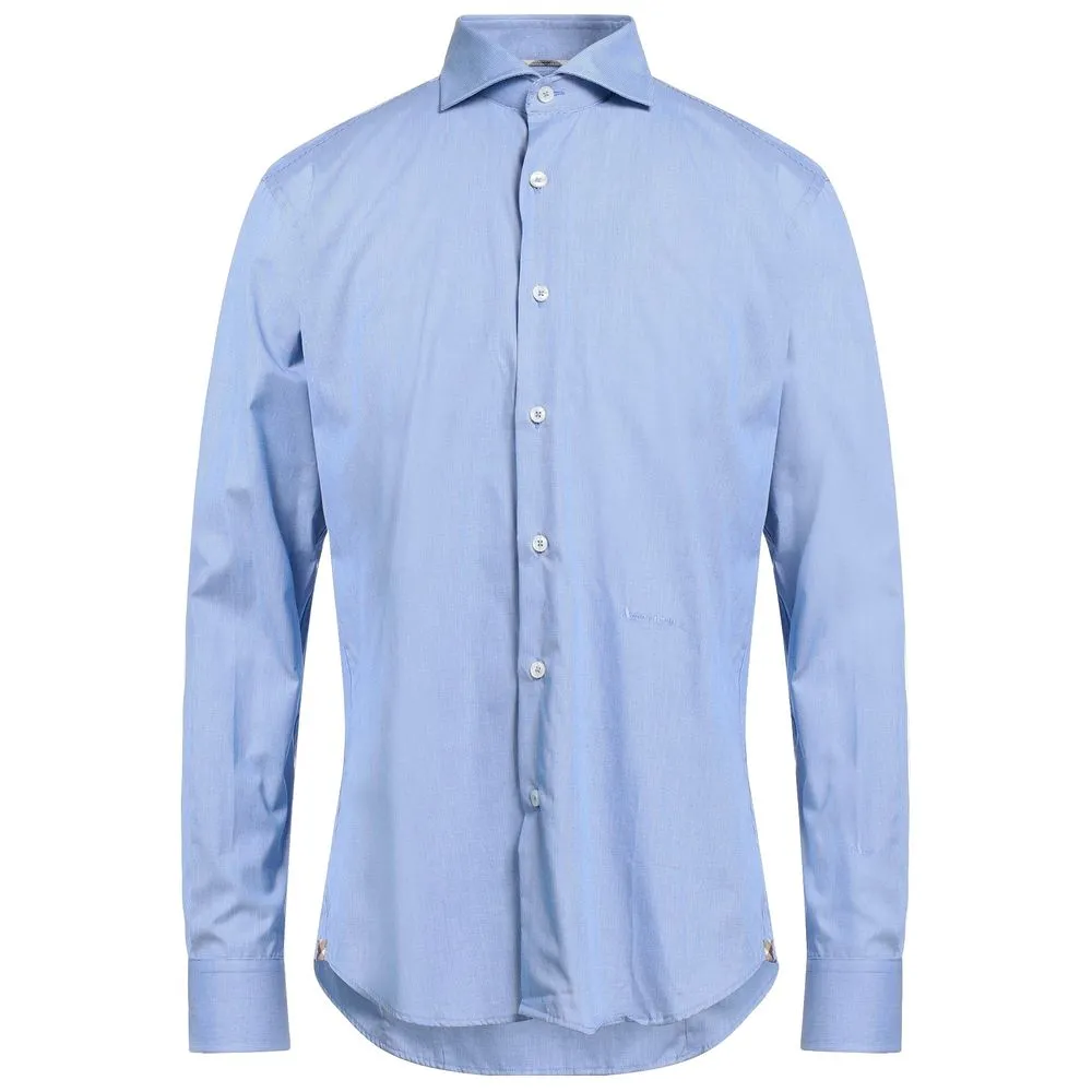 Aquascutum Men's Elegant Light Blue Cotton Shirt