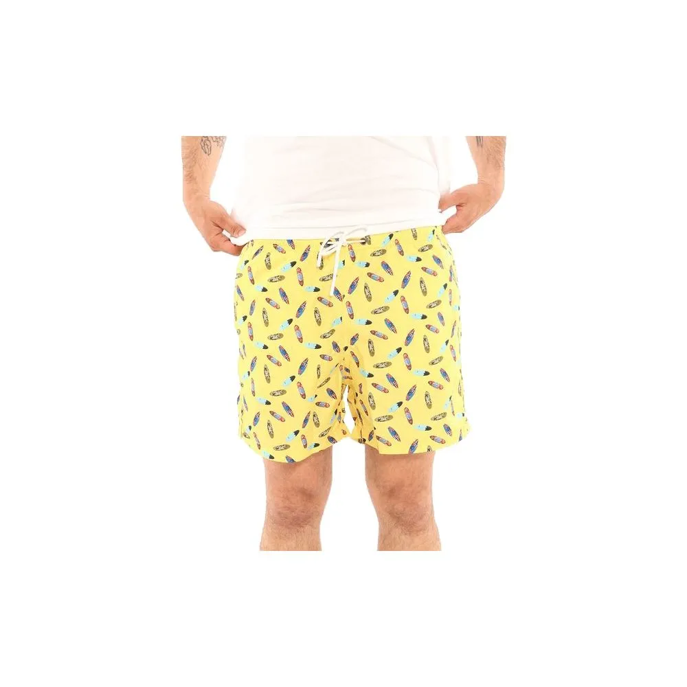 Yes Zee Men's Sunshine Yellow Patterned Men's Swim Boxers
