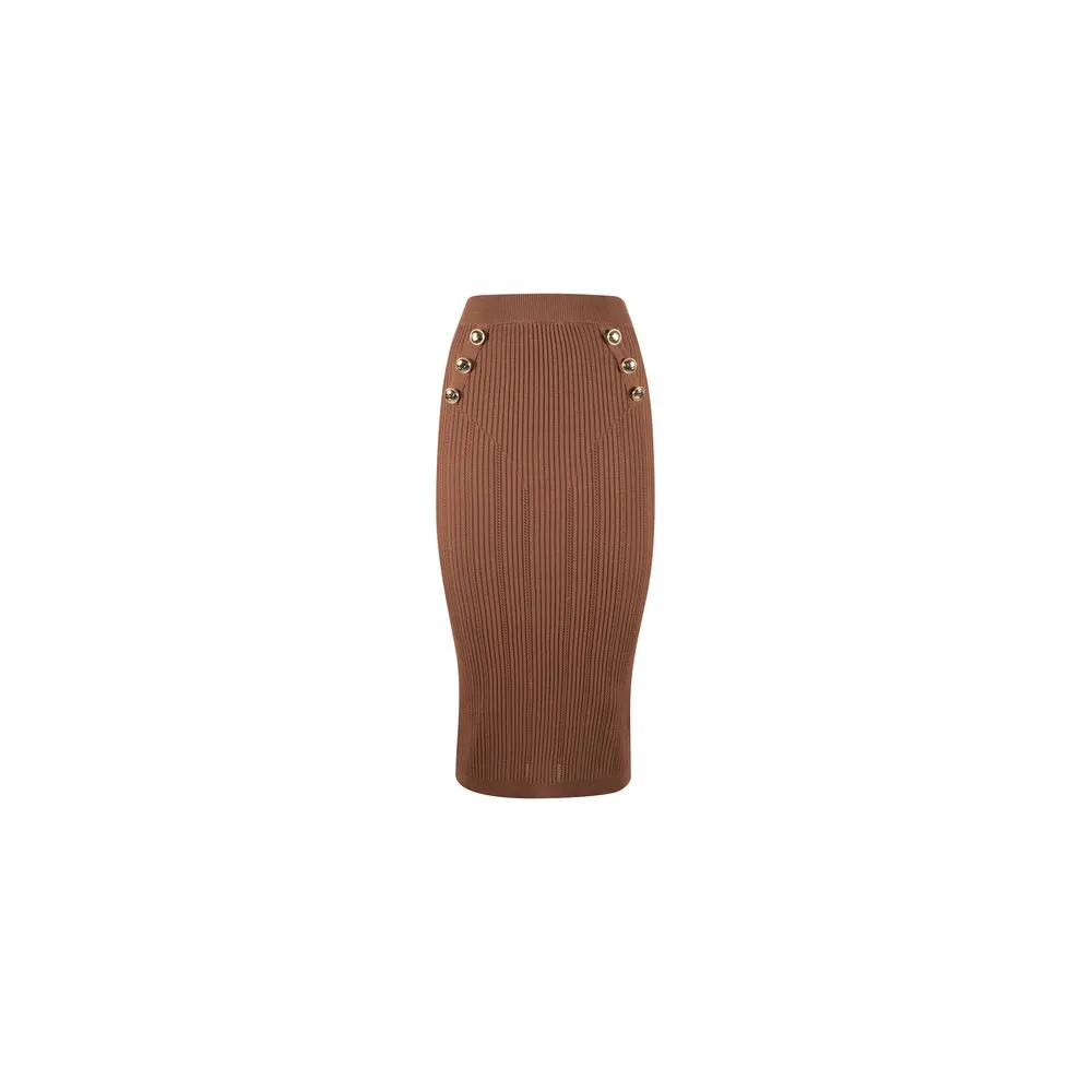 Yes Zee Women's Elegant Pencil Skirt with Decorative Buttons