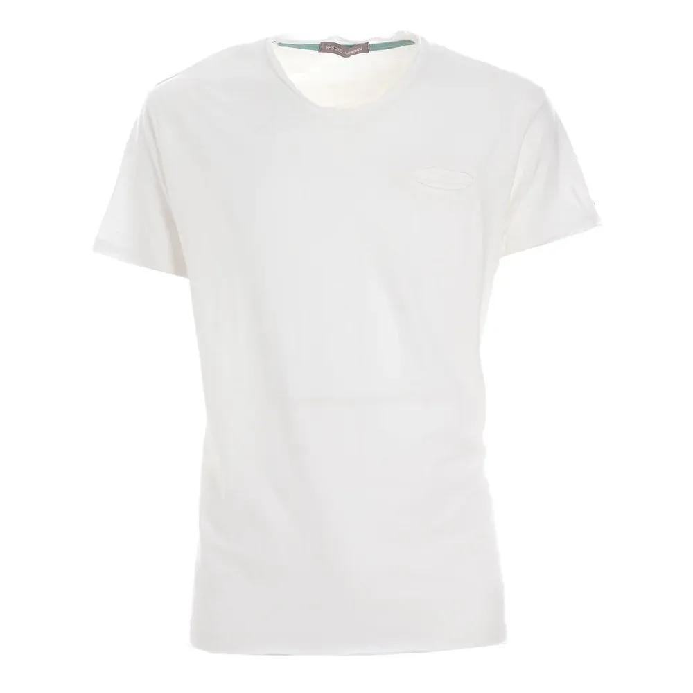 Yes Zee Men's Crisp White V-Neck Tee with Pocket Detail
