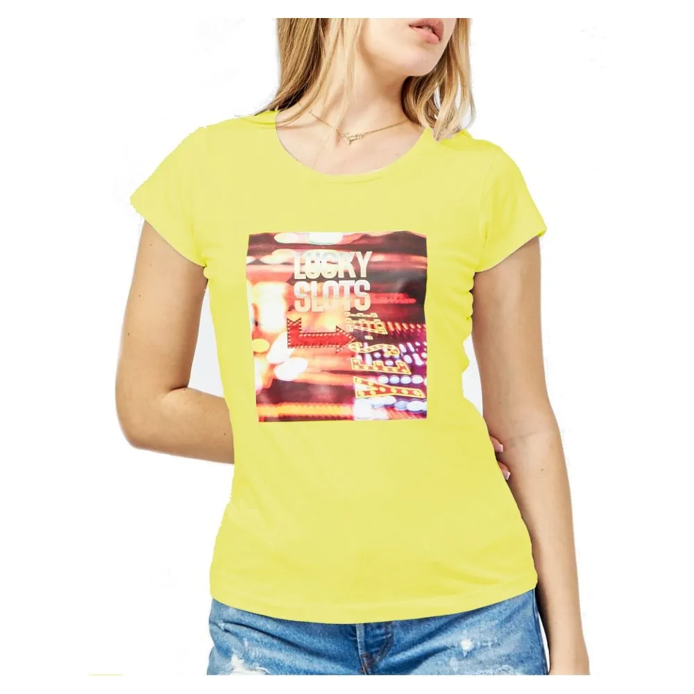 Yes Zee Women's Chic Yellow Crew-Neck Cotton Tee