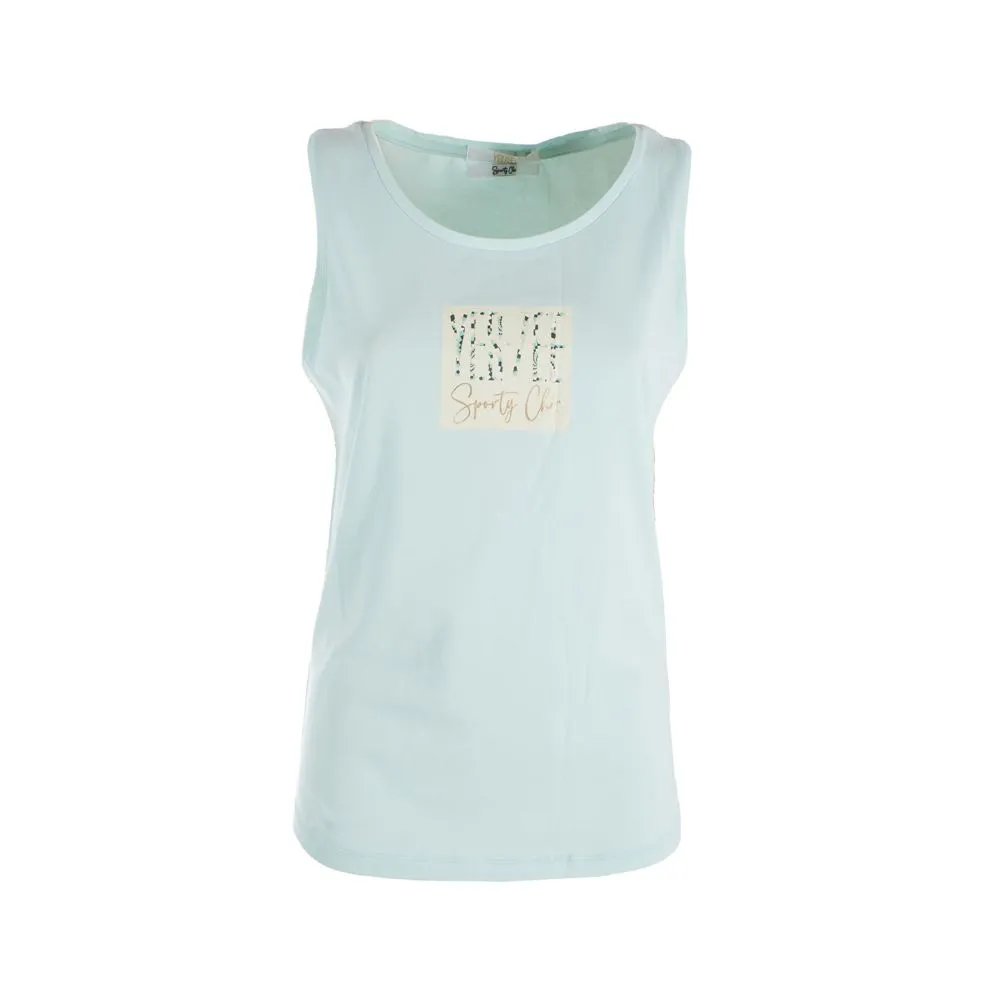 Yes Zee Women's Elegant Green Cotton Blend Tank Top