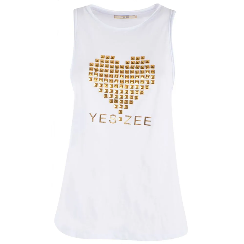 Yes Zee Women's Studded Cotton Tank Top - Chic Summer Essential