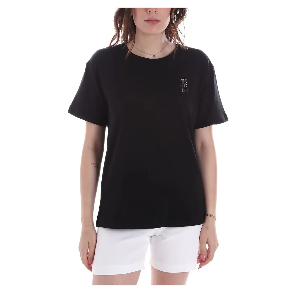 Yes Zee Women's Chic Crew-Neck Cotton Logo Tee