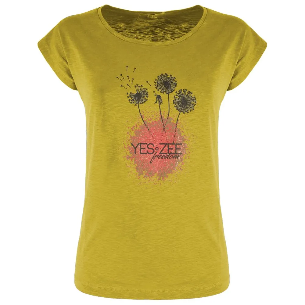 Yes Zee Women's Sunny Cotton Crew-Neck Tee with Logo