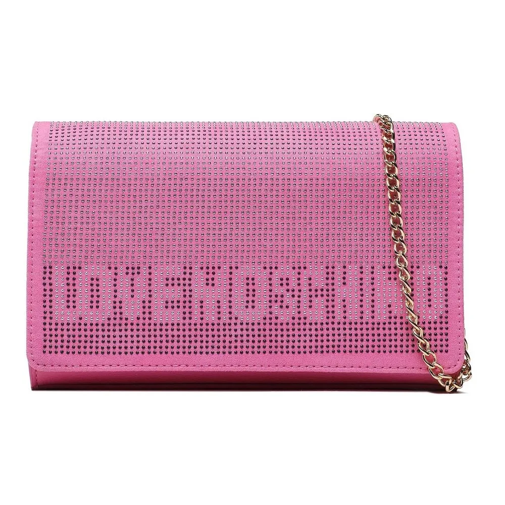 Love Moschino Women's Chic Pink Rhinestone-Studded Shoulder Bag