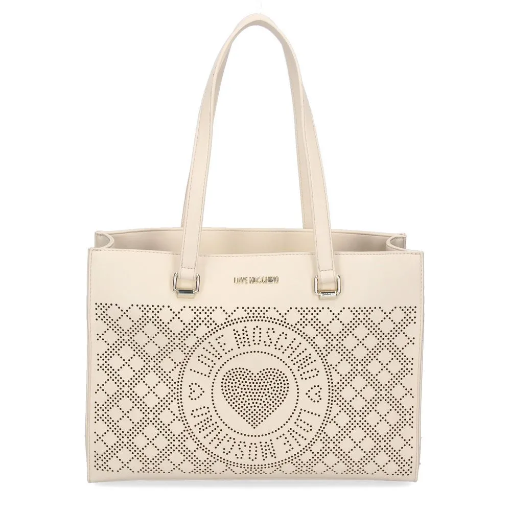 Love Moschino Women's Chic White Faux Leather Shopper Tote