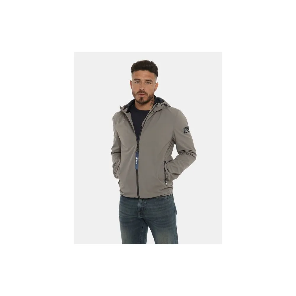 Yes Zee Men's Sleek Gray Nylon Windbreaker