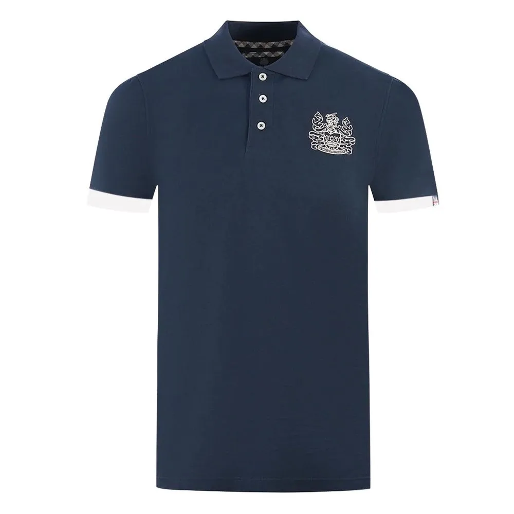 Aquascutum Men's Elegant Cotton Polo with Contrast Logo Emblem