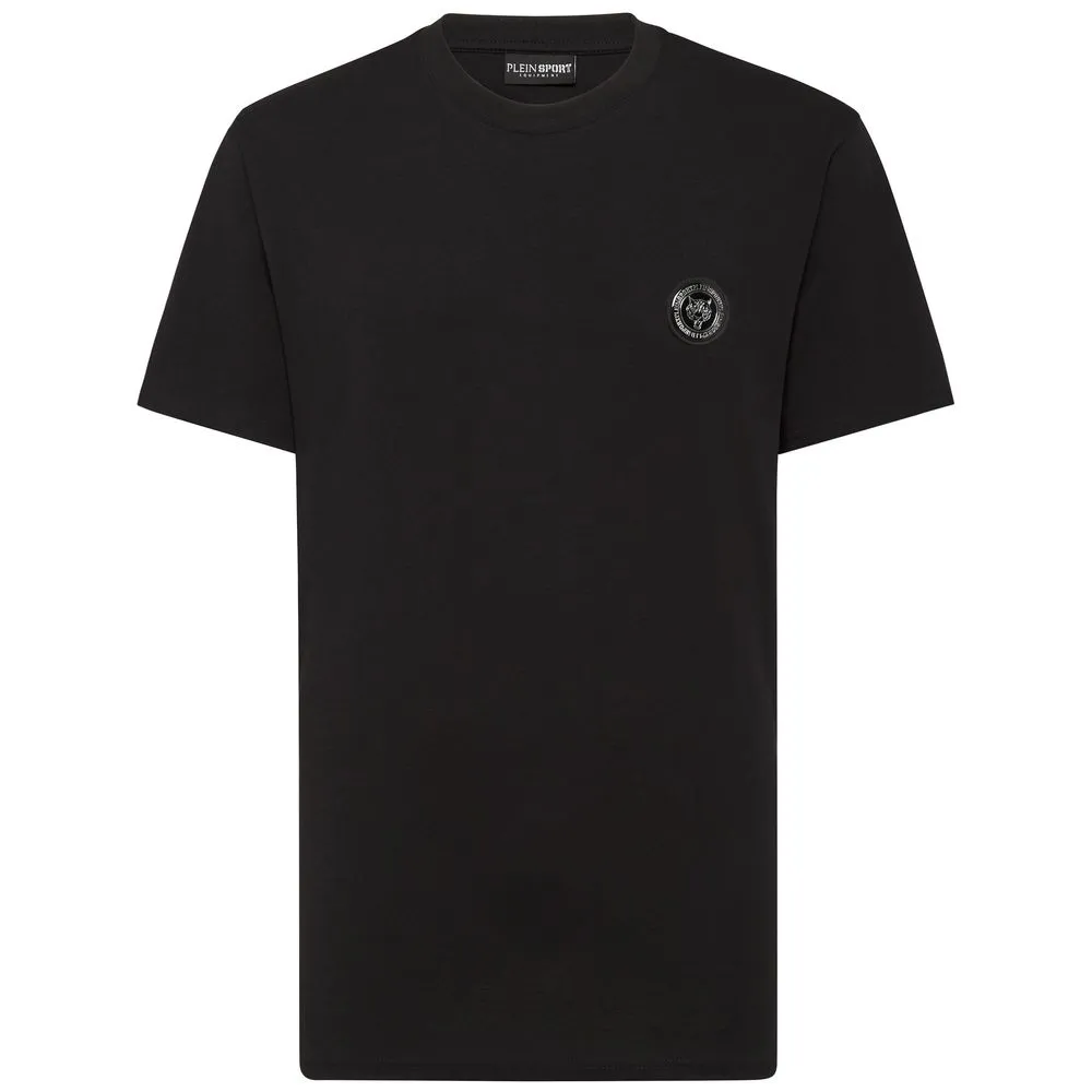 Plein Sport Men's Sleek Cotton Tee with Logo Plaque