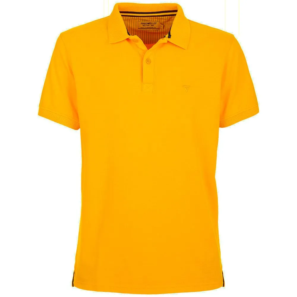 Fred Mello Men's Vibrant Orange Cotton Polo Shirt with Logo
