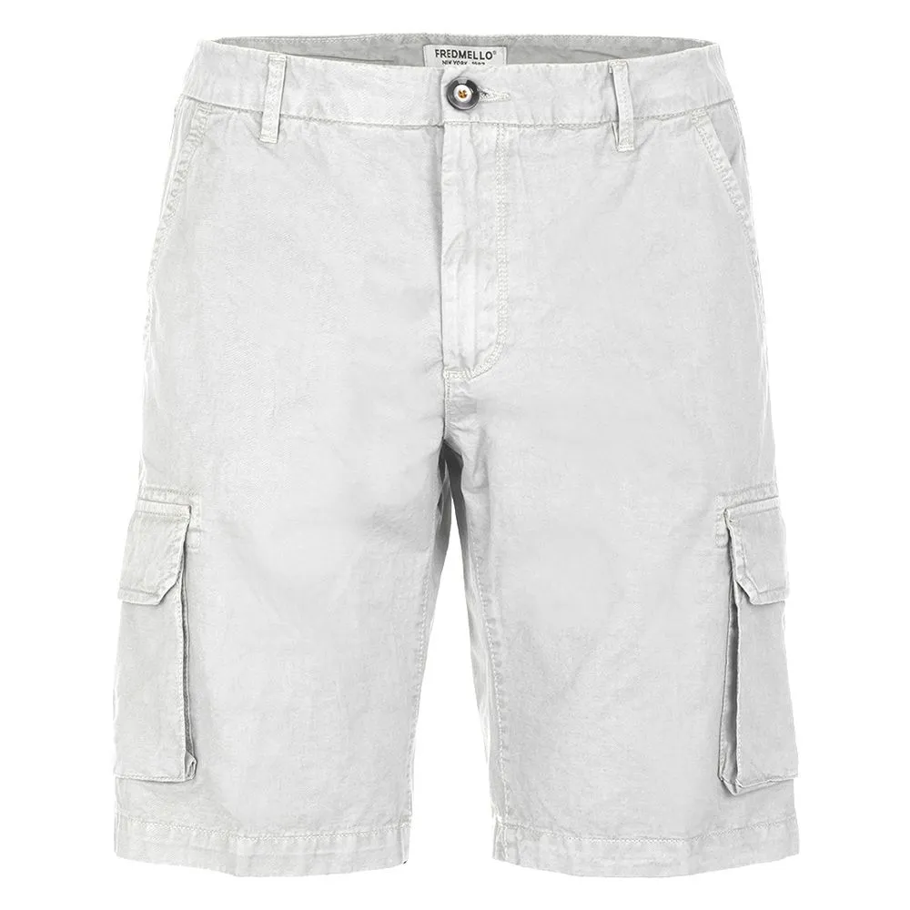 Fred Mello Men's Elegant White Cotton Shorts for Men