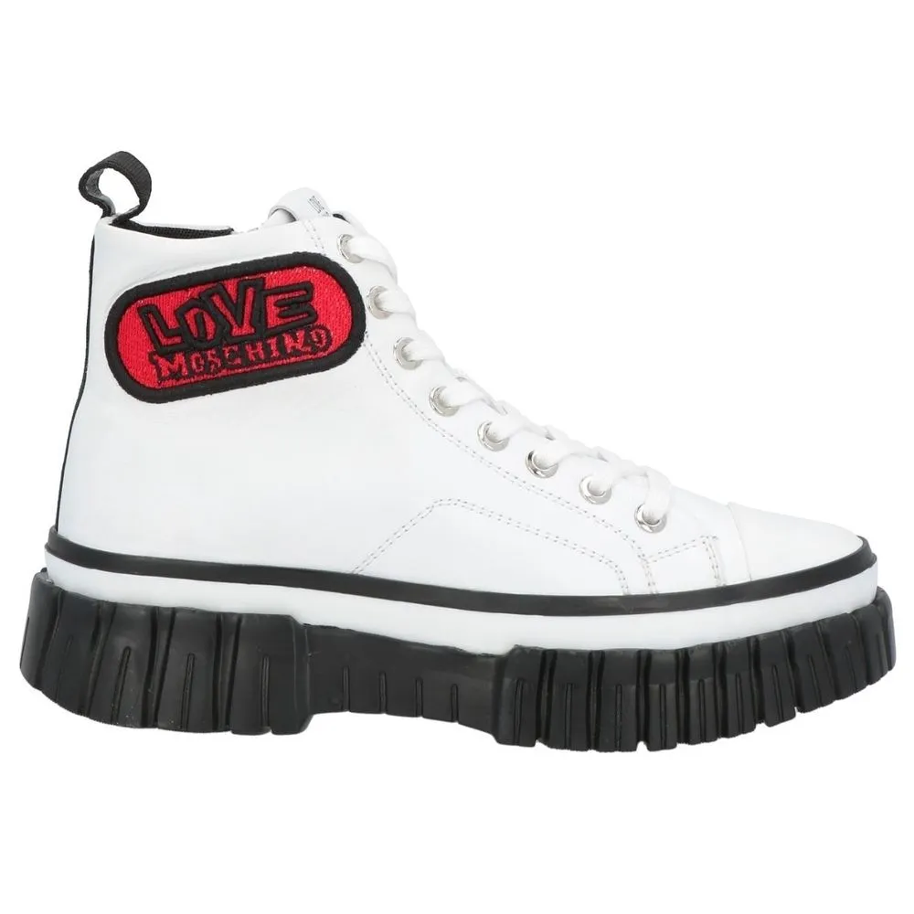 Love Moschino Women's Chic High-top Sneakers with Bold Logo Embroidery
