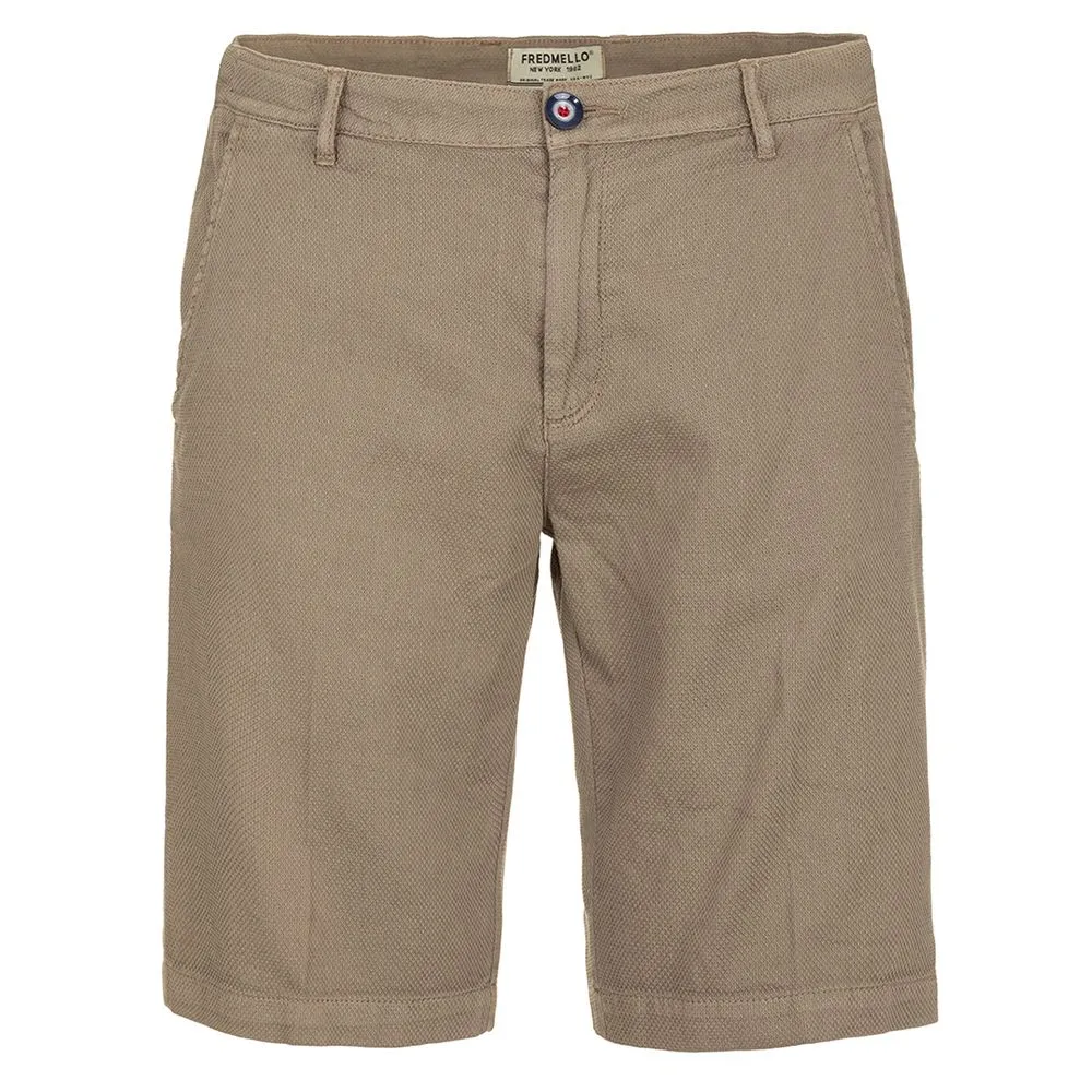 Fred Mello Men's Summertime Sophistication Beige Cotton Shorts