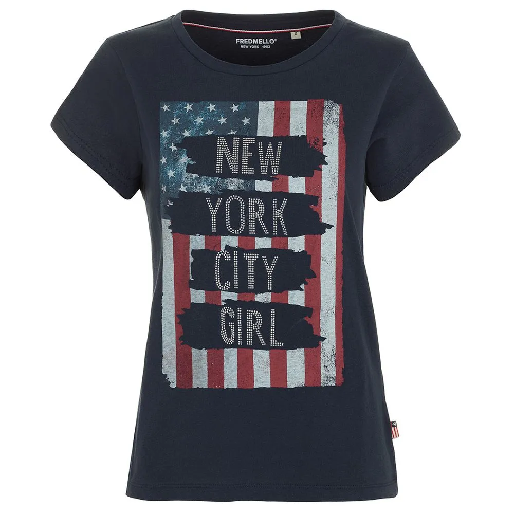 Fred Mello Women's Rhinestone Embellished Flag Tee